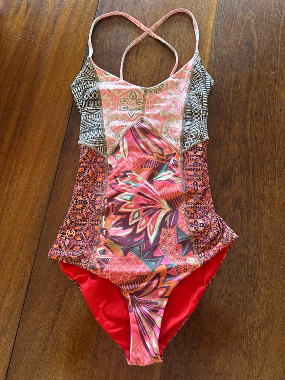 Maaji Multicolor Pink Orange Floral One-Piece Swimsuit